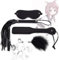 Sobeta 4pcs Cravache de Cheval d'équitation en Cuir Fouet avec Bandeau de Yeux en Satin pour Sports de Sommeil