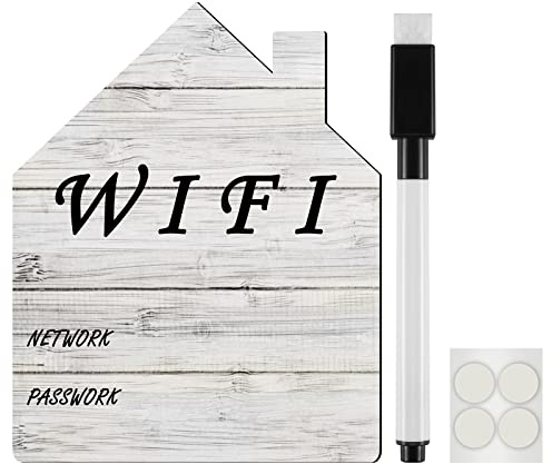 Signe WiFi SAVITA, Mot de Passe WIFI Rustique Blanc Vinyle Aimant, Panneau 12,7 x 10 cm, Stylo Effaçable Noir, 4 adhésifs double face, Bureau, Maison, Hôtel