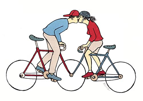 Inkognito Postkarte | Anlass: ''lustig und schön'', Motiv: Tandem und Kuss ''Radfahrerkuss'' | Künstler: Jiri Sliva | Art-Nr.: 9552 | vom Berliner Verlag