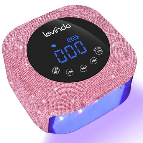 Lámpara de uña LED UV de 54 W, Lavinda Bling con sensor y 4 temporizadores, secador de esmalte de gel recargable, lámpara profesional de curado rápido para manicura