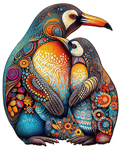 Blumuze Holzpuzzle Erwachsene 100 Stück, Pinguin Holz Puzzle | Wooden Puzzle Unregelmäßige Einzigartige Form Puzzleteile,Jigsaw Puzzles, Puzzle Erwachsene 14+ mit Holzbox (S-21 * 17.1cm)
