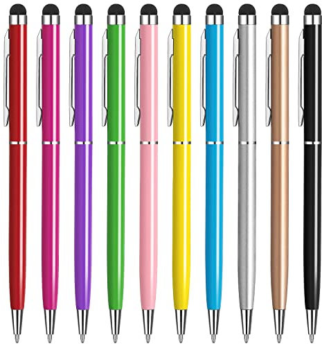 Penna per tablet [10 colori] Touch Screen Stylus Pen e inchiostro nero penna 2 in 1 per tutti i telefoni cellulari tablet iPhone i-Pad Pro Air mini smartwatch Samsung Galaxy Microsoft Surface Google