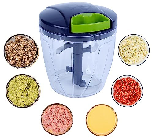 Multi-Function Manual Food Chopper, Iceten Hand Pull String Onion Chopper, Portable Garlic Chopper, Kitchen Chopper, Fruit Vegetable Chopper for Vegetables, Fruits, Meat, Peppers (900ml- Green)