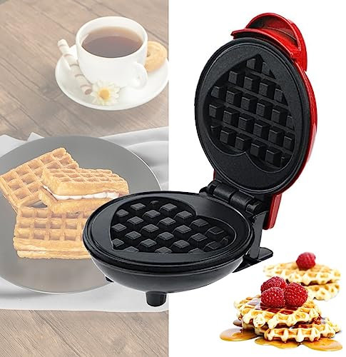 Mini Waffle Maker Machine, Waffle Machine, Heart-Shaped Waffle Maker Machine for Breakfast, Dessert, Sandwich