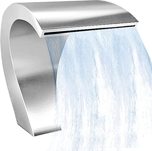 FnnEmg Edelstahl Pool Wasserfall Kaskade Für Pools H350 x B105 mm,Edelstahl Schwimmbad Poolfontäne,Garten Outdoor Teich Wasserspiel Und Swimmingpool