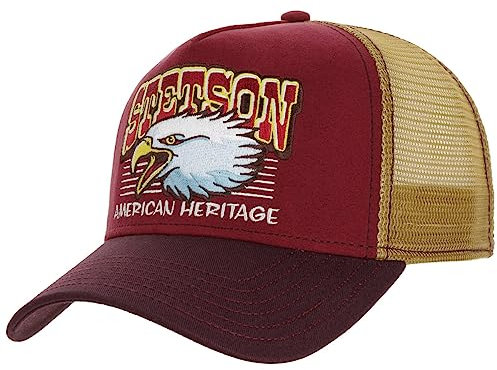 Stetson Eagle Head Trucker Cap - Meshcap mit Stickerei - Atmungsaktiv & verstellbar für Damen und Herren - Ganzjährig tragbar Bordeaux One Size