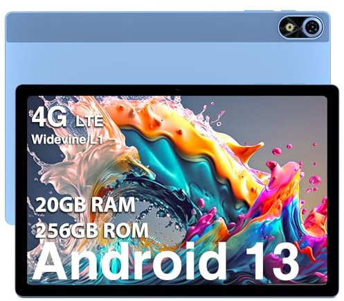 DOOGEE T10 Plus Tablets 10 Inch Android, 20GB + 256GB/1TB TF, 10.51 Inch 2K Tablet, 8250mAh Battery, 4G Android 13 Tablet, 13MP Camera | Widevine L1 | Face Unlock | OTG | 5G+2.4G WiFi | GPS - Blue