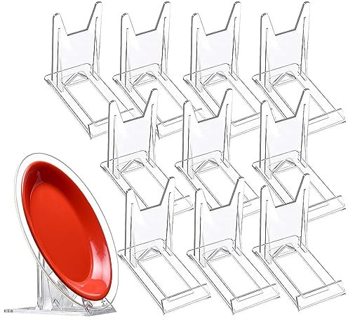 10 Pièces Support Chevalet en Plastique, Support Assiette Decorative Transparent Plastique, Support de Présentation Réglables, pour Affichages de Photos, Assiettes, Marque-Places