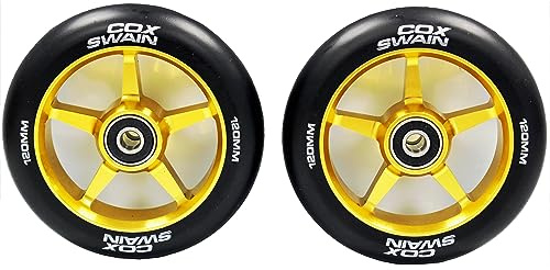 Cox Swain 2 STK. High End Stunt Scooter Rollen Komplett Set mit ABEC 11 Kugellagern und Alu Spacern: Black/Black 120mm