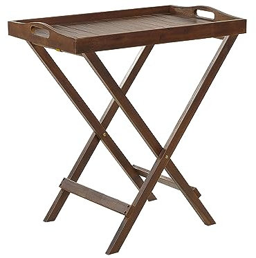 Beliani Garten-Teetisch Akazienholz Dunkelbraun abnehmbare Tischplatte Amantea