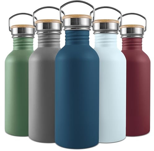 Bambaw Stainless Steel Water Bottle 1L - Non-Insulated, Metal, BPA Free, Leakproof, Reusable - Aegean Blue