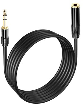 PNGKNYOCN 1/4 Inch Stereo Audio Cable，2M/6.5FT Gold Plated 6.35mm 1/4 TRS Male to Female Headphone Guitar Extension Cable (2M)