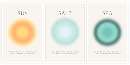JCFOAS Poster Sun Salt and Sea Aura auf Leinwand, Wandkunst, minimalistischer Stranddruck, trendiger Ozean, Strand, bunt, abstrakt, Aura, Geist, Körper, Seele, ästhetische Dekoration, Schlafzimmer,