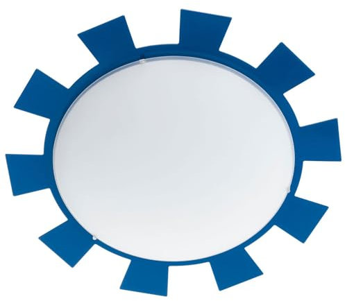 etc-shop Wandleuchte Kinderzimmer Kinderlampe Glas Deckenleuchte Kinderleuchte blau, Sonne, Stahl, weiß satiniert, 1x E27 Fassung, DxH 35x8 cm