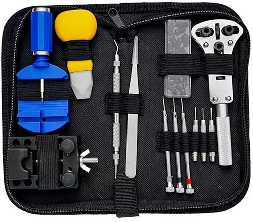 Glamified Watch Repair Tool Kit, Professional Watch Battery Replacement Kit, Watch Link Removal Kit, Watch Back Removal Tool, Spring Bar Tool Set with Carrying Case, and User Manual for Gift