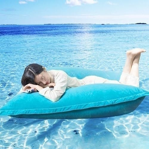 UGEFKMQ Sitzsäcke Für Erwachseneschwimmender Sitzsack Für Schwimmbad, Schwimmender Sitzsack, Lazy Sand, Sofa, Oxford-Stoff, Wasserdicht (Keine Füllung), 140 cm X 180 cm,Himmelblau,180Cm*140Cm