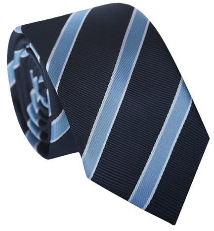Luckyvestir Uniform Ties for Boys, 2.36 Solid Color Self Blue Tie for Kids School Necktie Boys Ties 8 10 12 14 Years (Stripe: Blue & Navy Blue)