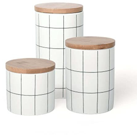 Zuccheriera in ceramica, Zuccheriera in ceramica con coperchio, Barattolo ermetico in ceramica scozzese bianca, Barattolo for alimenti in ceramica, Barattolo piccolo in ceramica, Barattoli da cucina f