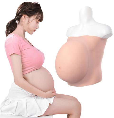 YRZGSAWJ Faux Ventre de Grossesse 6 Mois 9 Mois Realiste Silicone Ventre Femme Enceinte pour Shooting Props Cosplay (Beige, L(9 mois))