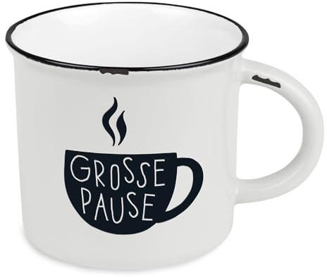 Kaffeetasse vintage| Keramik Becher zum verschenken | 400 ml | Grosse Pause | vintage, zum verschenken