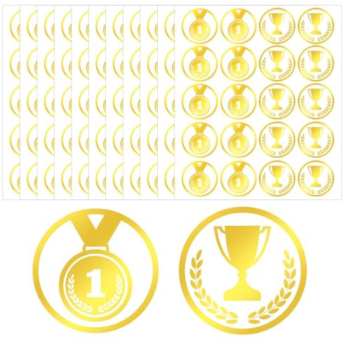 500 Olympia Aufkleber, 3cm Große Goldene Aufkleber Olympiamedaillen Belohnungstrophäe Kleine Olympia Aufkleber Wasserdicht Aufkleber Olympischen Spielen für Kinder Wasserflasche