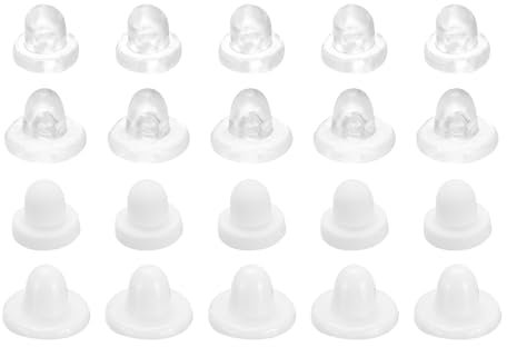 QUARKZMAN Protectores para Pendientes 40 piezas 2 Tamaños - Respaldo de Pendientes de Clip de Silicona Almohadillas de Pendientes Suaves y Cómodas (Transparente + Blanco)