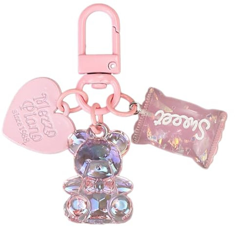 GMBYLBY Porte-clés coloré avec pendentif ours en forme d'ours - Décoration de sac - Accessoire élégant, rose