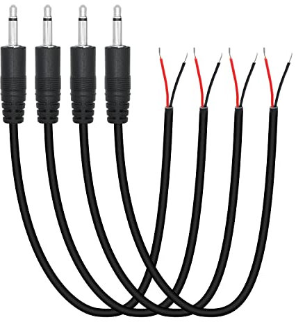 Riertostng 4-Pack 3.5mm männlicher Stecker auf blankes Kabel mit offenem Ende 1.6FT, TS 2 Pole männlicher auf blankes Kabel Audiokabel Ersatzkabel, für Klinkenstecker Audio Kabel