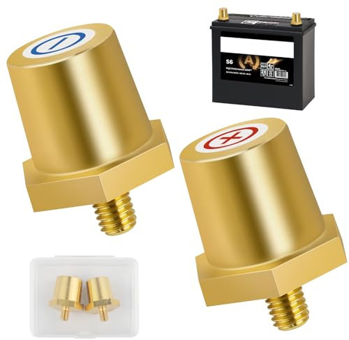 Messing Batteriepol Adapter Set, Gewinde-Anschlüsse, robust und korrosionsbeständig, Schnellmontage Batterieklemmen, Batteriepol-Adapter für Lithium-Autobatterien(1 Paar) (AG:M6)