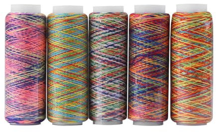 Set da 5 Bobine di Filo per Cucire, Quilting e Ricamo in Poliestere Sfumato Multicolore