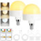 Psatfito Bombillas recargables con cronómetro y control remoto, bombillas de fotobatería ajustables, bombillas LED de carga E14, lámparas de cableado no duro con 3 temperaturas de color, 2 paquetes