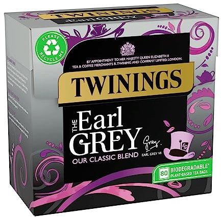 Earl Grey Té negro inglés Té negro de Inglaterra con sabor a bergamota y limón 80 bolsitas de té - importado por Shestore24