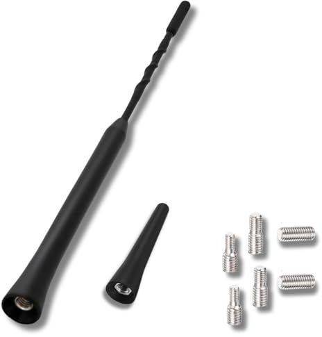 2 Stück Autoradio Antenne, Autoantenne Kurz Universal 23.5cm + 6.5cm, FM/AM/DAB Antenne mit Verstärktem Empfang, Autoantenne Dachantenne mit 6 Verbindungsschrauben von M4 M5 M6 für alle Autos