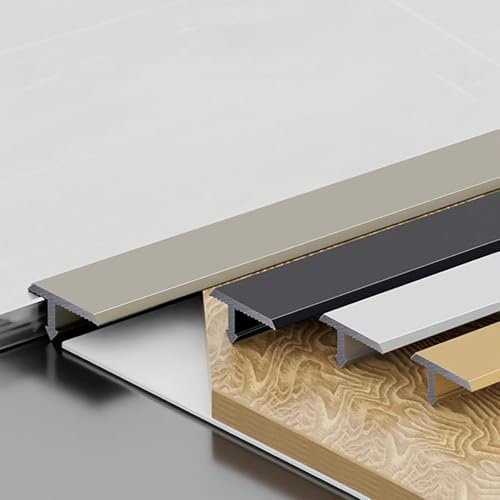 Übergangsprofil 90 cm (3 Stück), T-förmige Aluminiumstreifen für Laminat- und Parkettböden, Türschwellen-Endleiste, 12/16/24 mm Breite, Bodenübergangsschiene, schwarz, B: 16 mm