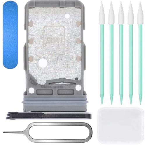 ZHUROUPU for Galaxy S21 Ultra Dual SIM Card Tray Slot Holder Replacement for Galaxy S21 Ultra/S21 Plus 2021 SM-G998B/DS SM-G996B/DS, Rubber Gasket Dual-SIM Card Slot with Repair Tools (Black)