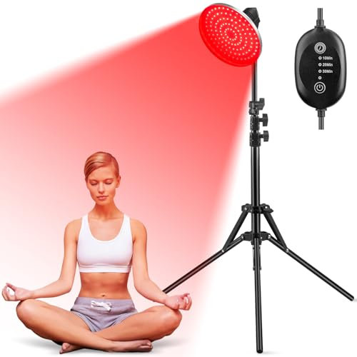 Lampada Infrarossi,Lampada a luce rossa 660nm,120 LEDs LED Red Light Infrarossi con Timer e Treppiede, Luce Rossa per Viso, Corpo, Muscolare, Schiena,Lampada Non Produce Calore
