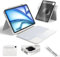 HOU Clavier Rotative pour iPad Air 11 (M3/M2) 2025, Coque Magnétique Détachable avec Clavier pour iPad Pro 11 (4e/3e/2e/1re Gén) et Air (7e/6e/5e/4e Gén), avec Pavé Tactile, Rétroéclairage - Blanc
