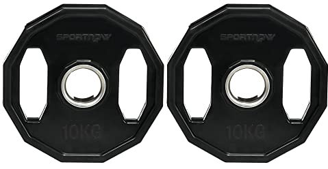 SPORTNOW Olympic Weight Plates Set, Metal and Rubber Bumper Plates Weights Discs with 2/5cm Holes, for Home Gym Weight Lifting Strength Training, 2 x 10kg, Black