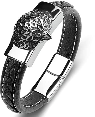 BNCXMO Charms Armband, Herrenarmband Eagle Armband Herren -schwarzes Armband Edelstahl mit Magnetverschluss, Länge 16,5 cm Herrengeschenke, Faux, ohne Zirkonia