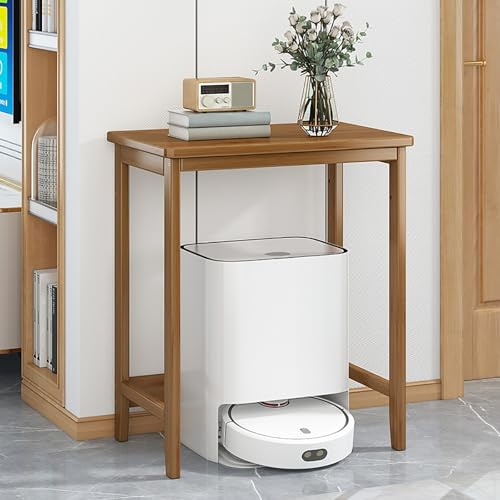 STCERY Bambus Roboter-Staubsaugerständer, Versteckter Schrank Für Kehrroboter, Beistelltisch-Aufbewahrungsschrank Mit Offenem Boden, Für Wohnzimmer, Home-Office, Küche(Brown 1,50.5cm/19.9in)