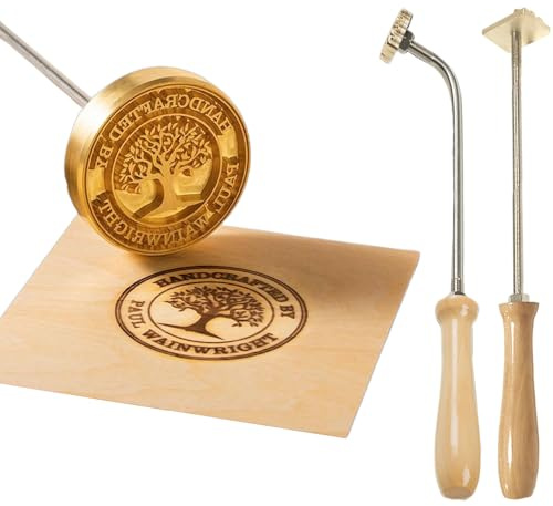 Personalisiertes Brennstempel Brandeisen für Holz, Eigenes Logo Messing Brenneisen mit Holzgriff, Personalisiert für Holz, Steak, BBQ & Kunststoffe, Mehrere Größen Auswahl (Stil 1)