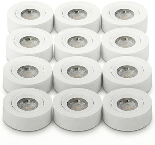 LUXULA 12 Stück LED Einbaustrahler schwenkbar Weiß 5W 500lm, CCT | CCT 3000K 4200K 6500K, 38° schwenkbar, Einbau/Aufbauspot 230V, Lochmaß 70-75mm, LED Deckenlampe flach, Deckenspot