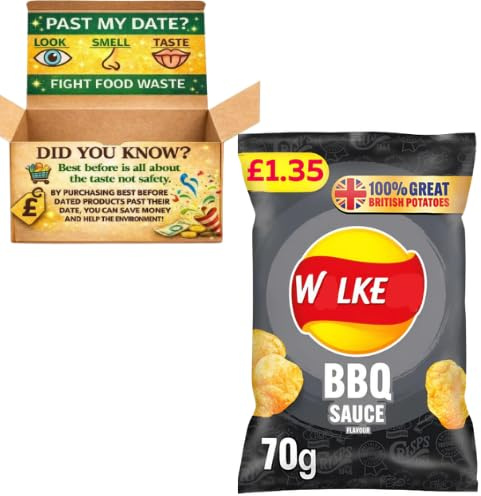 Wallkers Smokin' BBQ Sauce Crisps Case Deal 18x70g Best Before 10/01/2026 Smoky Barbecue Flavour Potato Chips, Crispy Sharing Bags, Bold Savoury Snack Multipack for Parties & Everyday Snacking