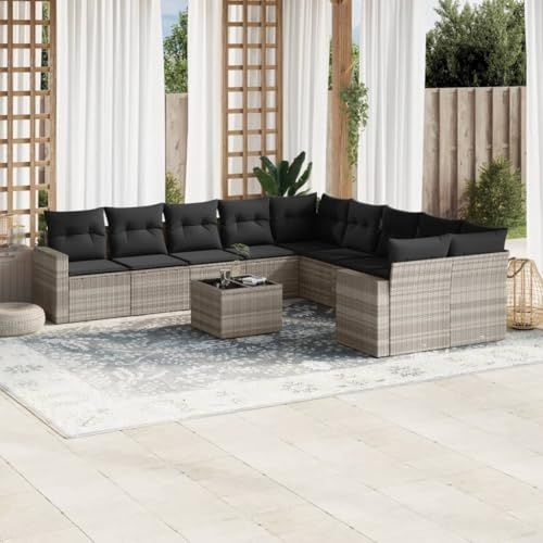 mtlskopl Canapé d'angle en rotin de 62 x 62 x 69 cm, modulable, avec espace de rangement et table en verre, résistant aux intempéries, pour jardin, terrasse, balcon