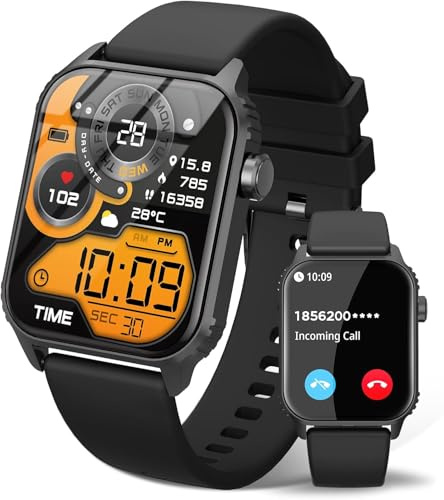 TRAUSI Relojes Inteligentes para Mujeres Hombres, Reloj Inteligente HD de 1,83 con 120 Modos Deportivos, IP67 Impermeable, Llamada Bluetooth y Control de música; Monitor de frecuencia (Negro)