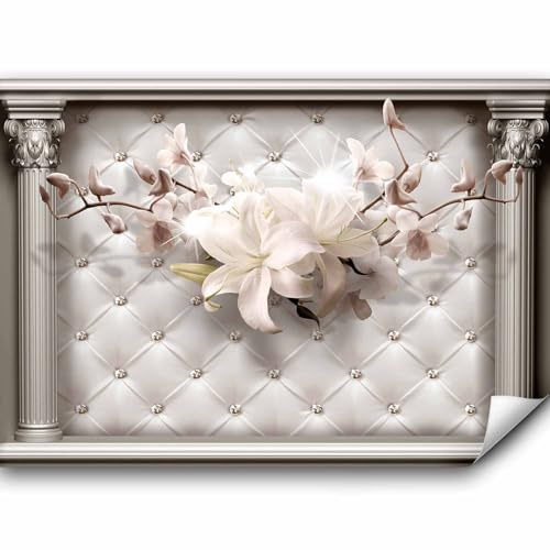 murando - Fototapete Vlies Blumen Leder-Optik, Schlafzimmer, Wohnzimmer | Full HD Druck, 3D-Effekt, lichtbeständige Farben, ideal fürs Wohn- oder Schlafzimmer, schnelle Montage, lichtbeständig, edel