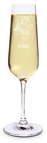 printplanet® Graviertes Sektglas - Leonardo® Sektglas mit Gravur (mit Name oder Text personalisiert) - Design Einhorn