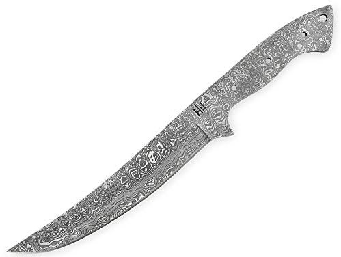 Hobby Chapeau HH-801 Couteau de Chasse 33 cm Lame Vide Acier Fischer, Camping, Couteau Acier Damas Plein de Tang pour Couteau, Chasse Bushcraft