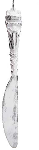 alles-meine.de GmbH 3 Stück Anhänger/Deko Figur/Weihnachtsbaumkugeln- Messer - weiß & Silber - Retro Vintage - 15 cm - wasserfest - Innen & Außen - Geldgeschenk - Nosta..