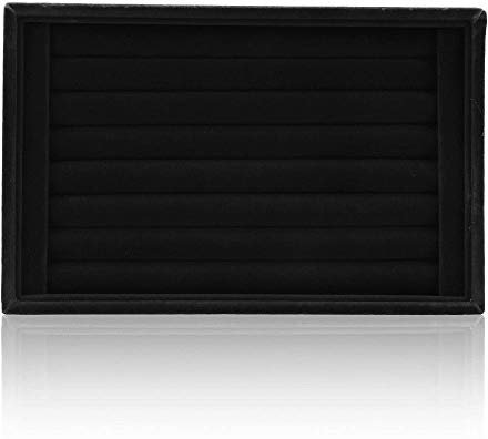 SuperglockT Schmucklade Schmuckdisplay Weich Samt kratzfest Ringbox Schmuckaufbewahrung Ringkasten Ringlade Ohne Abdeckung Schmuck Behälter für Ohrringe Ringe Broschen Halskette 23*15*3cm (Schwarz)